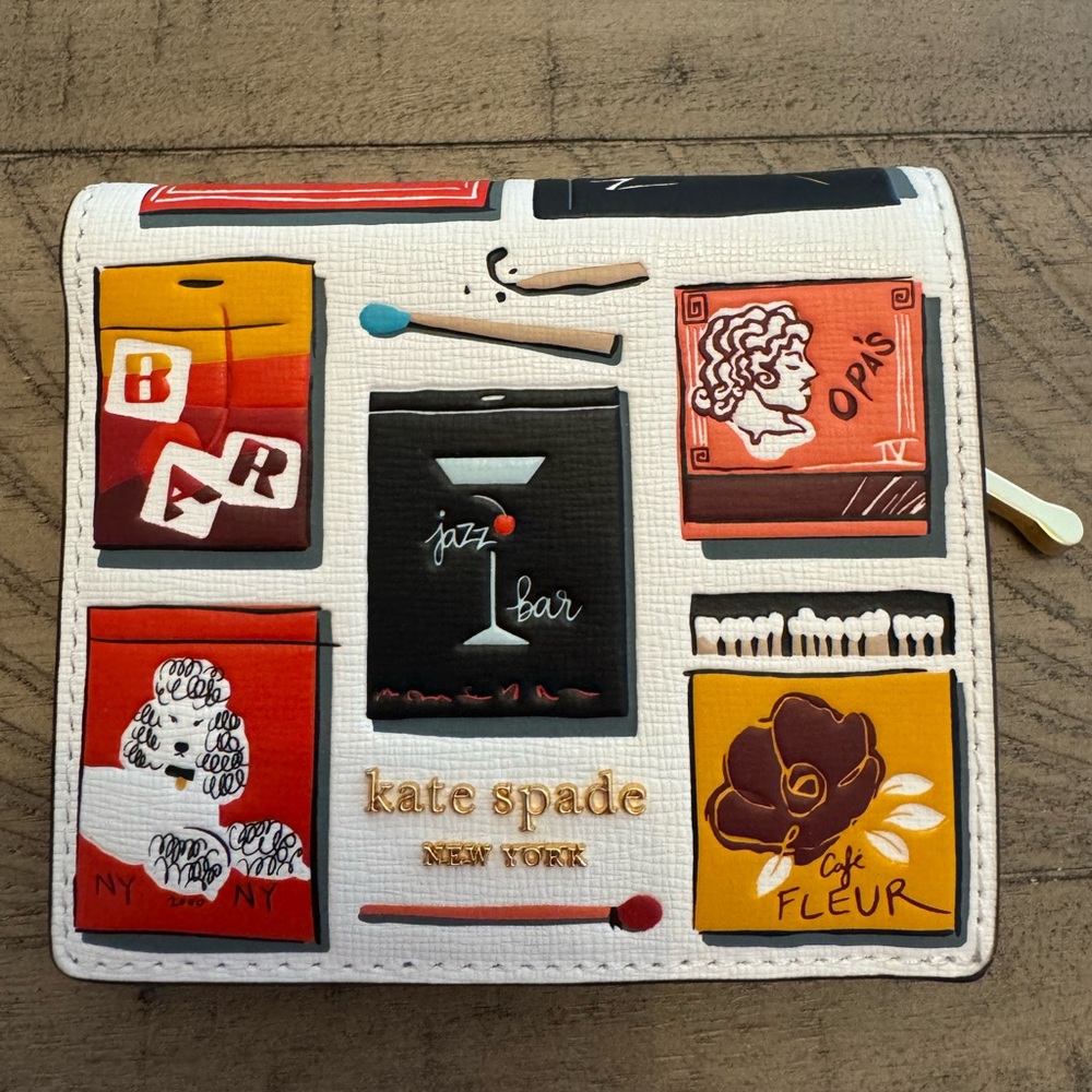 Kate Spade Multi Illustrated Matchbox Zip Wallet